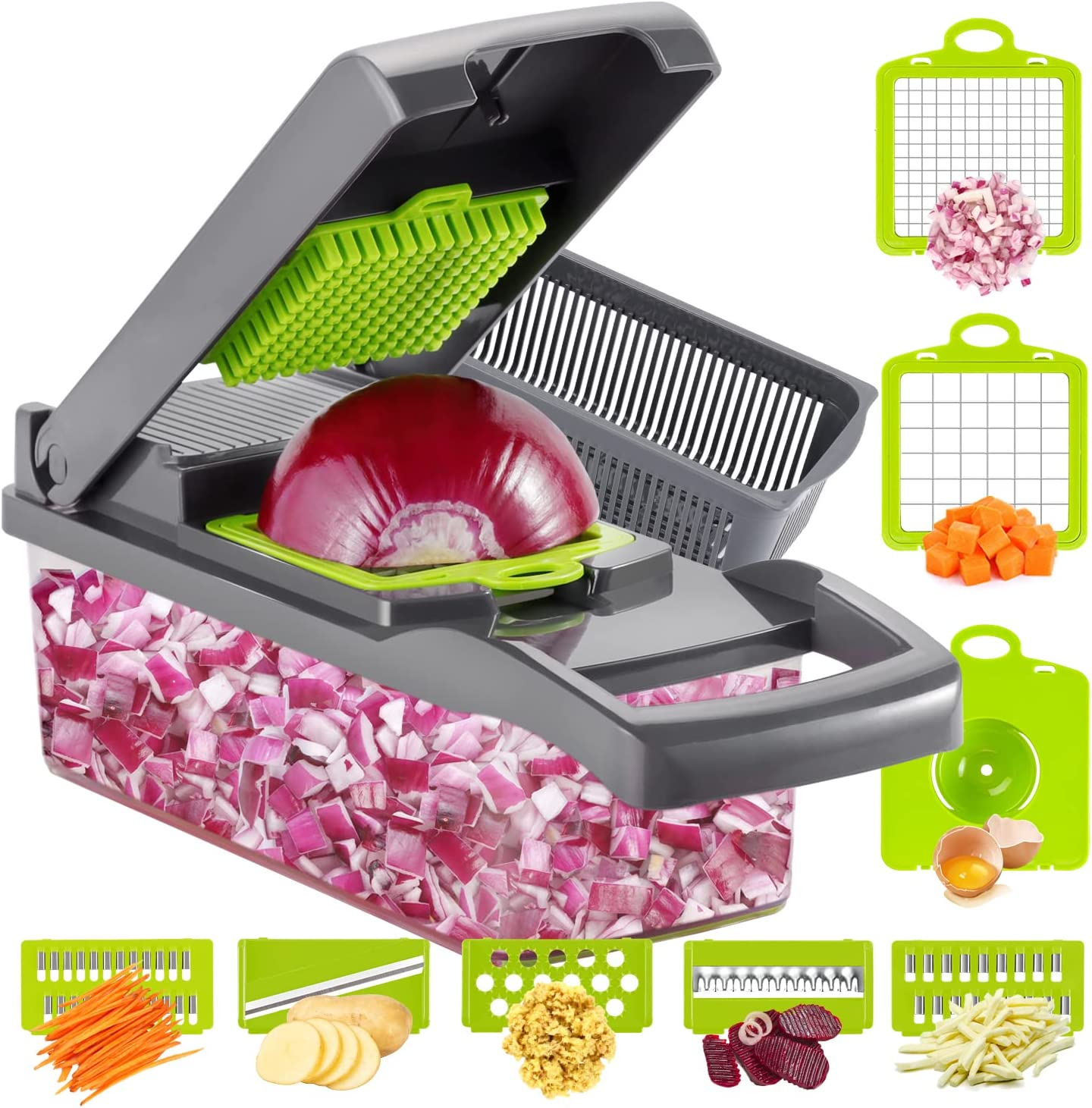 Prep Naturals Vegetable Chopper, Veggie Chopper, Vegetable Cutter, Food  Chopper & Onion Chopper - Chopper With Container - Green